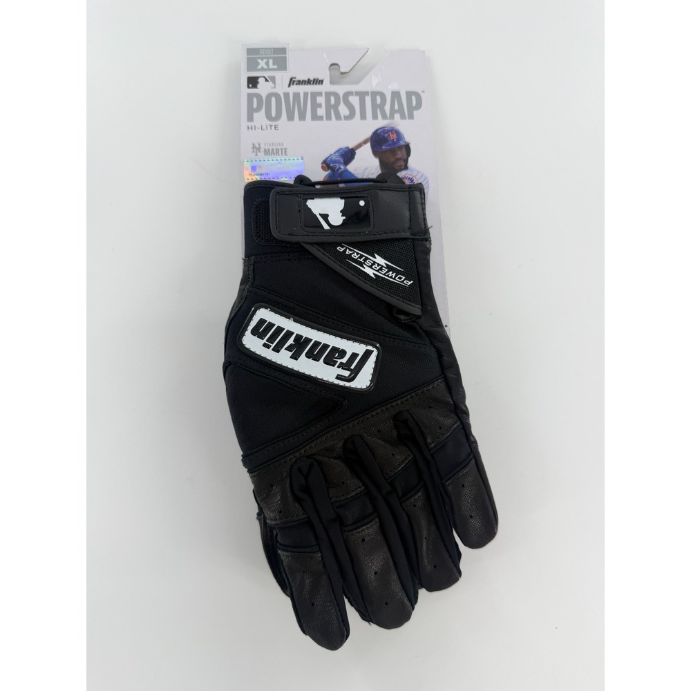 Franklin Powerstrap Hi-Lite Batting Gloves Black White Adult XL 20490F5
